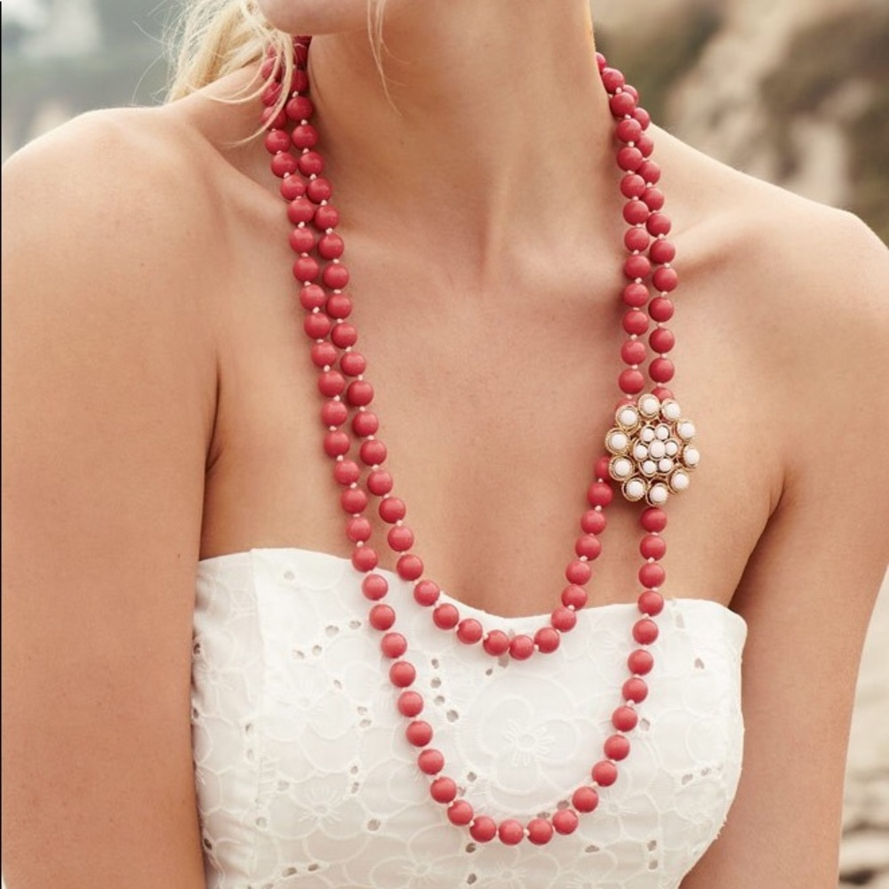 ::Stella & Dot Retired Red Coral LaCoco Necklace - Picture 10 of 10